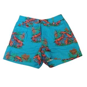 J. Crew Lobster Preppy Red Blue Pattern Cotton Twill Shorts Size 4